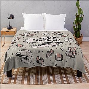 Geo-rex Vortex - Rose Quartz - Dinosaur Skull Fossil Art Throw Blanket