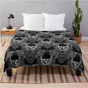 Damask Skull Throw Blanket