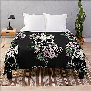 Sugar Skull and Roses Throw Blanket