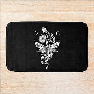 Skull Moth & Flowers • Goth Bath Mat