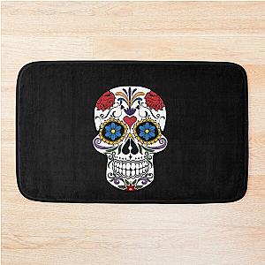 Halloween Skull Floral Rose Bath Mat