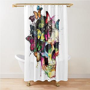 Colourful Skull with Butterflies Shower Curtain