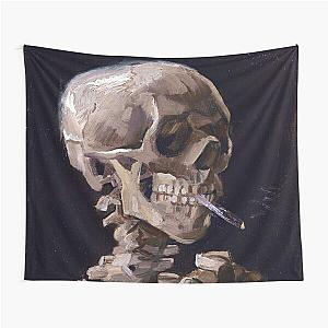 Vincent Van Gogh - Skull with Burning Cigarette (new color edit) Tapestry