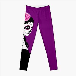 Purple Day of the Dead Sugar Skull Girl Leggings