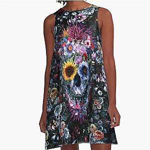 VOODOO SKULL FLORAL A-Line Dress