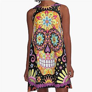 Sugar Skull Art by Thaneeya McArdle - Viva A-Line Dress