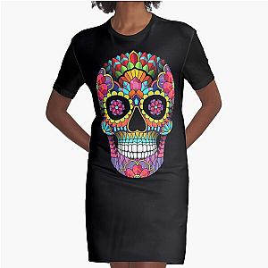 sugar skull full colors Graphic T-Shirt Dress