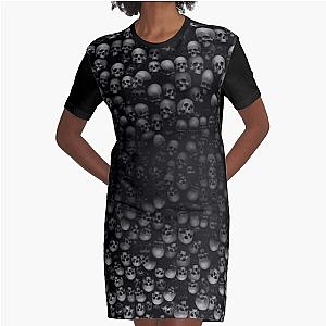 Skull Wall Pattern Design Graphic T-Shirt Dress