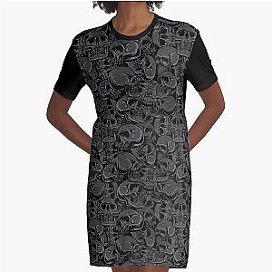 Black skulls pattern Graphic T-Shirt Dress