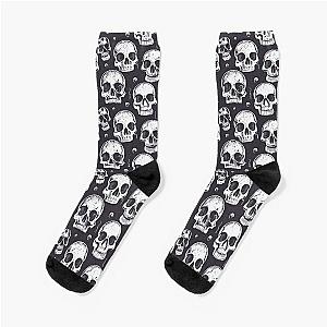 Realistic skull pattern black and white Socks