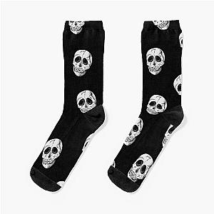 Vintage Black and White Skull Pattern Socks