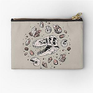 Geo-rex Vortex - Rose Quartz - Dinosaur Skull Fossil Art Zipper Pouch