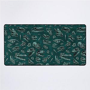 Dinosaur skull sketch tiled pattern green Desk Mat