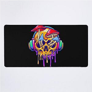 Funky Psychedelic Skull Mushrooms Desk Mat