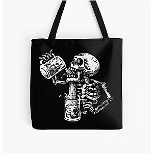 Drunk skull All Over Print Tote Bag