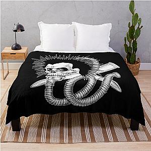 Black Skull Drawing Throw Blanket