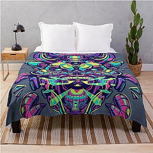 Colorful mecha skull Throw Blanket