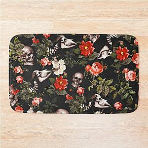 Skull and Floral Pattern Bath Mat