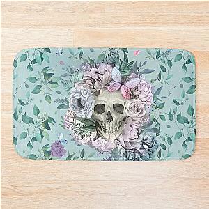 Skull Butterfly Floral Pattern Bath Mat