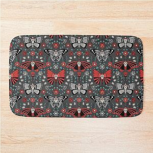 Gothic Halloween design featuring Butterflies, Skulls and Flowers Bath Mat