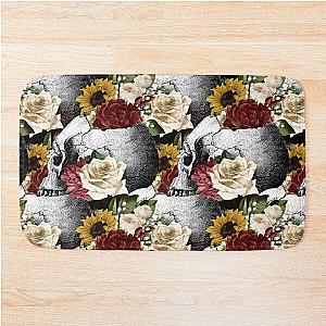 Floral vintage skull halloween pattern Bath Mat