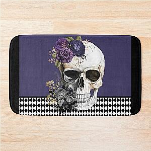 Happy Skull on a Purple Day Bath Mat