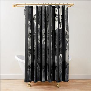 Skull and Roses Gothic Pattern Hard black and white Shower Curtain