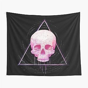 Skull in triangle on black Tapestry