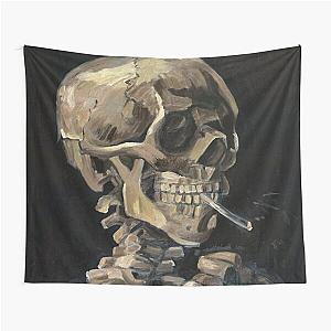 Vincent Van Gogh Skull with Smoking Dark Tapestry