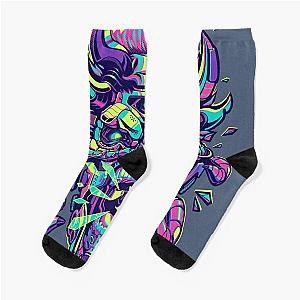 Colorful mecha skull Socks