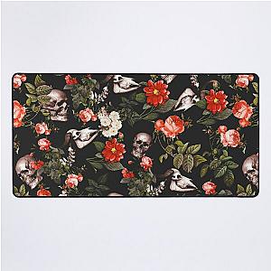 Skull and Floral Pattern Desk Mat