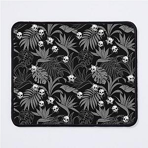 Black and white skulls and flowers tiki tropical goth floral pattern Mouse Pad