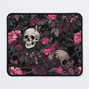 Goth Garden of Skulls and Pink Flowers Mouse Pad