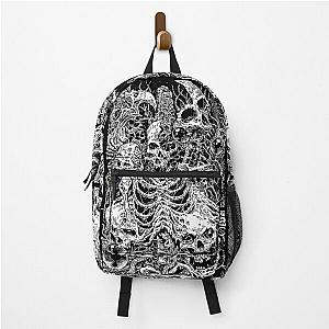 Death Skeleton Horrendous Mass of Skulls black & white Backpack