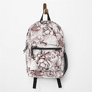 Red Floral Skull Backpack