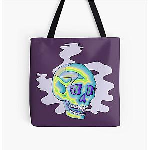 Colorful skull smoke All Over Print Tote Bag