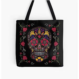 Day of the Dead Sugar Skull Dark All Over Print Tote Bag