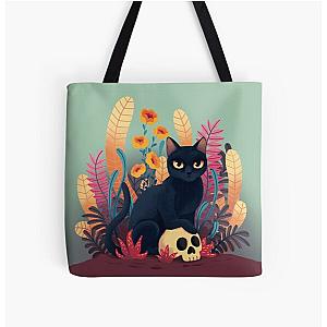 Skull kitty All Over Print Tote Bag