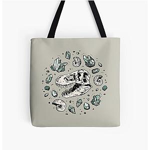 Geo-rex Vortex - Aquamarine - Dinosaur Skull Fossil Art All Over Print Tote Bag