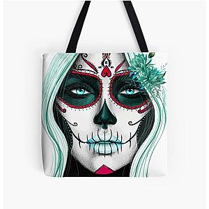 Sugar Skull Girl,  Queen of the Dead All Over Print Tote Bag