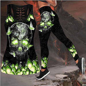 Skull Legging - Love Butterfly Skull and Tattoos tanktop & legging outfit for women QB06152001