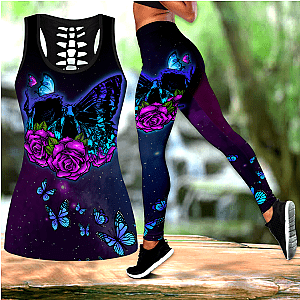 Skull Legging - Butterfly Skull tanktop & legging outfit for women NN06082001-ML