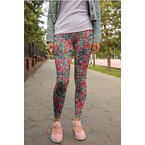 Skull Legging - 3D All Over Print Red flower and Skull Legging