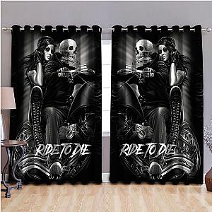 Skull Motobike Ride To Die Blackout Thermal Grommet Window Curtains DQB08102004