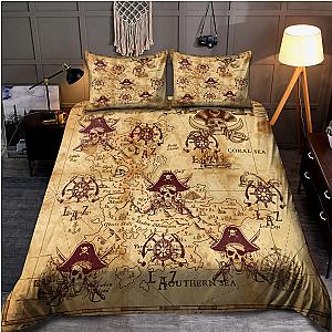 Skull Bedding - Caribbean Map Bedding Set