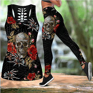 Skull Legging - Love Skull 3d all over printed tanktop & legging outfit for women QB06042001