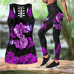 Skull Legging - Combo Money Skull Rose tanktop & legging outfit for women