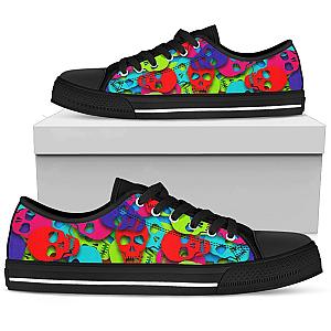 Skull Shoes - Colorful skull pattern low top shoer PL18032014