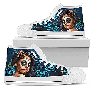 Skull Shoes - High top calavera turquoise (WHITE SOLES) PL17032002