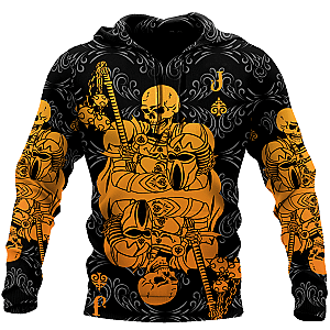 Skull Hoodie - Samurai Skull Poker Over Printed Hoodie